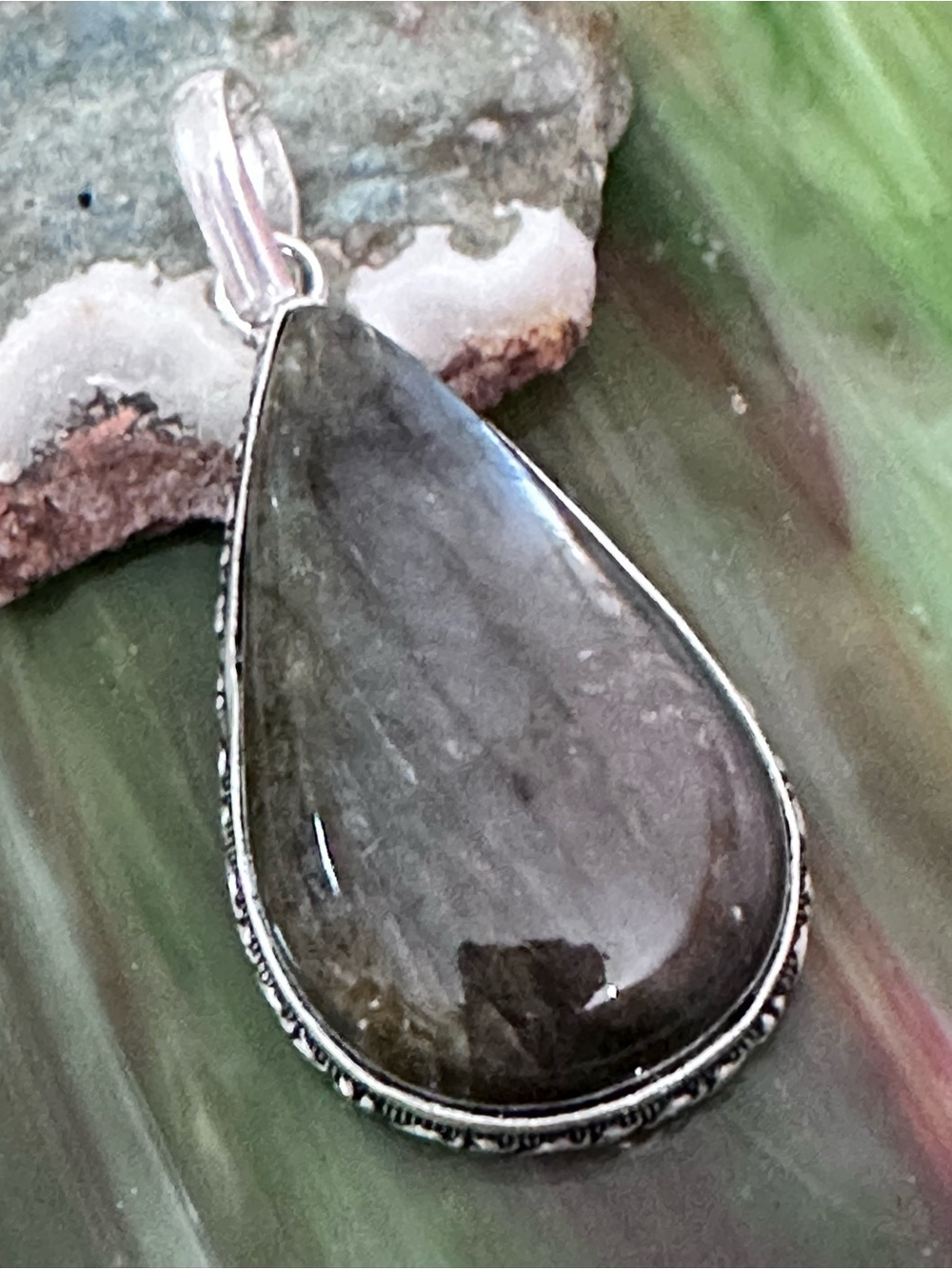 Artisan Handcrafted Silver Teardrop Labradorite Pendant with Blue Flash Large